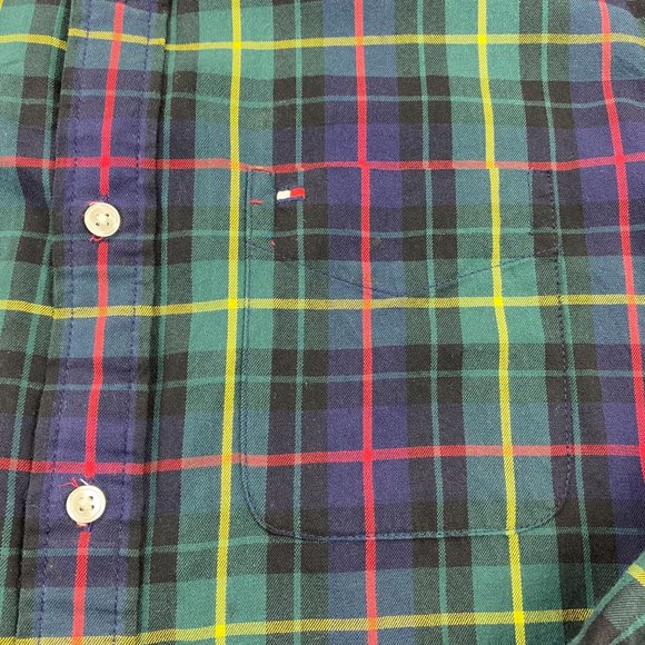 Tommy Hilfiger Shirt Men Medium Green Multicolor Plaid Button Down Long Sleeve - Picture 3 of 10